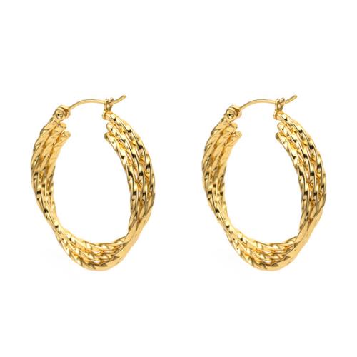 Stainless Steel Hoop Earring, 304 Stainless Steel, Vacuum Ion Plating, fashion jewelry & for woman, golden, nickel, lead & cadmium free 