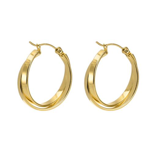 Stainless Steel Hoop Earring, 304 Stainless Steel, Donut, Vacuum Ion Plating, fashion jewelry & for woman, golden, nickel, lead & cadmium free, 25mm 