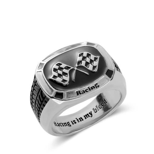 Палец кольцо-латунь, Латунь, покрытый платиной, ювелирные изделия моды & разный размер для выбора & Мужский & эмаль, черный, 15mm, продается PC