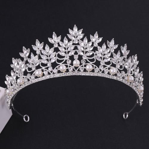 Bridal Tiaras, Zinc Alloy, with Plastic Pearl, fashion jewelry & for woman & with rhinestone Inner Approx 150mm 