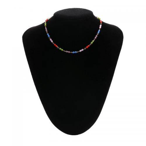 Glas Samenkorne Halskette, Messing, mit Seedbead, mit Verlängerungskettchen von 10CM, plattiert, für Frau, keine, Länge:ca. 35 cm, verkauft von PC