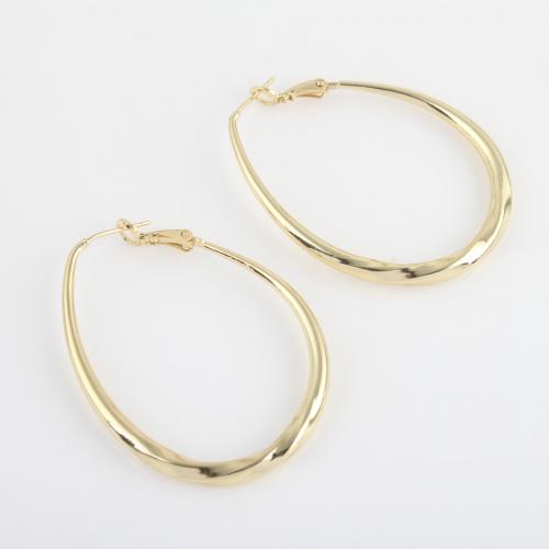 Brass Hoop Earring, Teardrop, gold color plated, for woman 