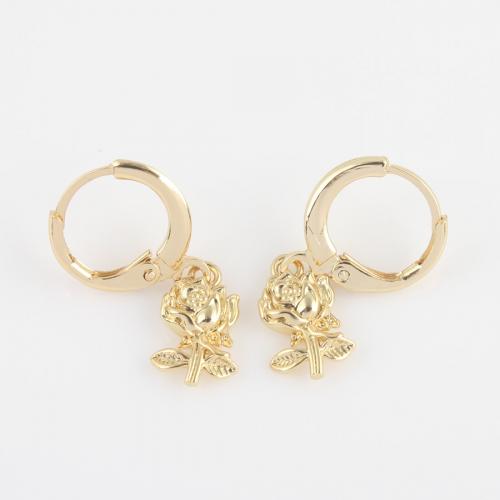 Brass Drop Earring, Rose, gold color plated, for woman 