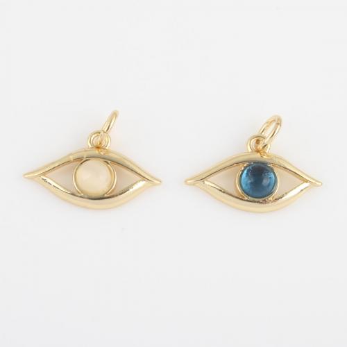 Fashion Evil Eye Pendant, Brass, with Cats Eye, gold color plated, DIY 