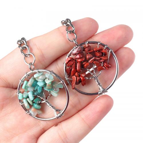 Iron Key Chain, Gemstone, with Iron, fashion jewelry 