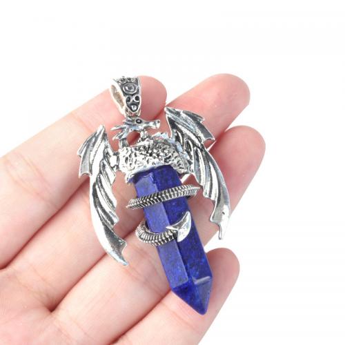 Gemstone Jewelry Pendant, with Iron, Dragon, DIY [