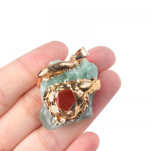 Gemstone ювелирные изделия Кулон, Полудрагоценный камень, Нерегулярные, позолота, различные материалы для выбора, Много цветов для выбора, продается PC[