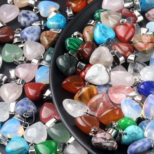 Gemstone ювелирные изделия Кулон, Полудрагоценный камень, с Железо, Сердце, DIY & различные материалы для выбора, Много цветов для выбора продается PC[
