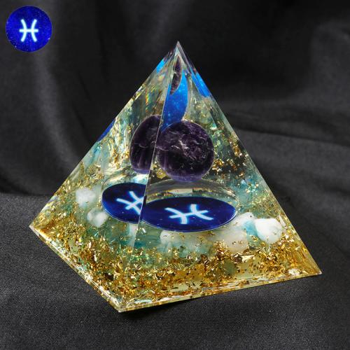 Synthetic Resin Pyramid Decoration, with Gemstone & Amethyst, Triangle, fashion jewelry 