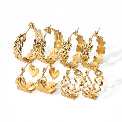 Titan Stahl Ohrringe, Titanstahl, 18K vergoldet, Modeschmuck & verschiedene Stile für Wahl & für Frau, verkauft von Paar[