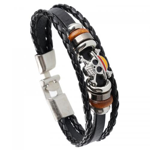 Cowhide Bracelets, Full Grain Cowhide Leather, with Zinc Alloy, fashion jewelry & Unisex [