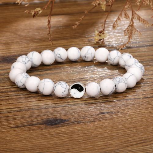 Gemstone Bracelets, Zinc Alloy, with Natural Stone, fashion jewelry & elastic & Unisex Approx 18.5 