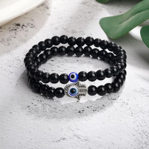 Evil Eye Jewelry Bracelet, Howlite, with Glass Beads & Zinc Alloy, fashion jewelry & Unisex Approx 18.5 cm 