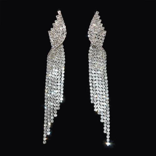 Fashion Fringe Earrings, Brass, fashion jewelry & for woman & with rhinestone 