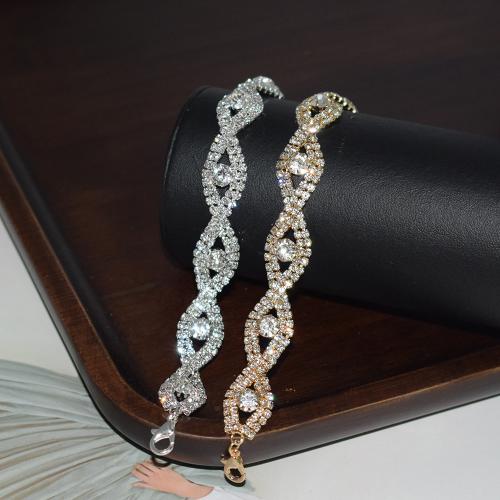 Zinc bracelets en strass en alliage , alliage de zinc, avec 2.76inch chaînes de rallonge, Placage, pour femme & avec strass, plus de couleurs à choisir, 12mm Environ 7.4 pouce, Vendu par PC