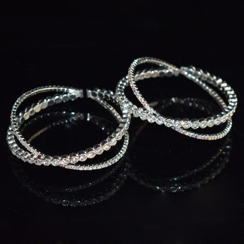 Iron Cuff Bangle, plated & for woman & with rhinestone external diameter 57mm,width 23mm 