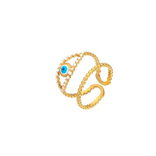 邪眼ジュエリー指輪, 304ステンレススチール, 真空イオンプレーティング, ファッションジュエリー & 女性用 & エナメル, 金色, diameter 17mm, 売り手 パソコン