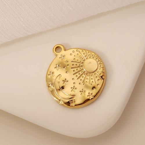 Stainless Steel Pendants, 304 Stainless Steel, Round, Vacuum Ion Plating, fashion jewelry, golden 