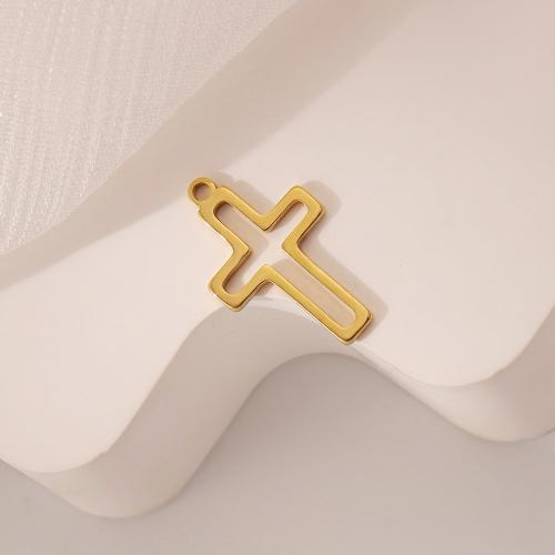 Stainless Steel Cross Pendants, 304 Stainless Steel, Vacuum Ion Plating, fashion jewelry & hollow, golden [