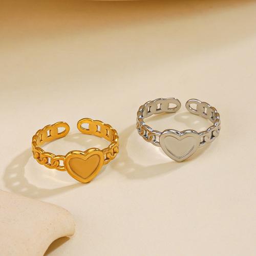 Stainless Steel Finger Ring, 304 Stainless Steel, Heart, Vacuum Ion Plating, fashion jewelry & for woman inner diameter 17mm 