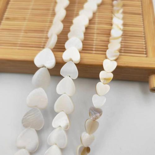 Perles en coquille naturel, coquille d'eau douce, coeur, DIY & normes différentes pour le choix, blanc Environ 38 cm, Vendu par brin