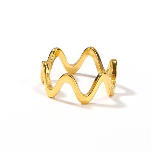Titanium Steel Finger Ring, Vacuum Ion Plating & for woman, golden [