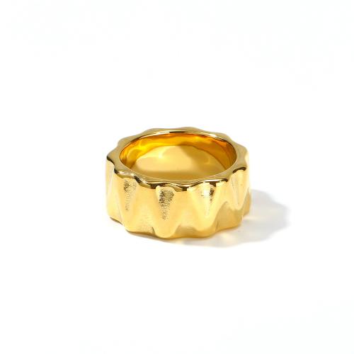 Titanium Steel Finger Ring, Vacuum Ion Plating, for woman, golden, 10mm long [