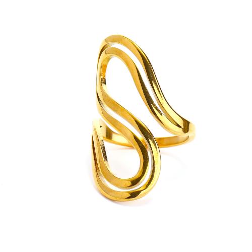 Titanium Steel Finger Ring, Vacuum Ion Plating  & for woman, golden [