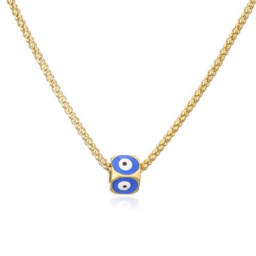 Evil Eye Jewelry Necklace, Brass, plated, for woman & enamel Approx 40 cm 