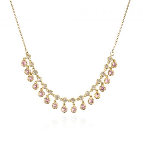 Brass Cubic Zirconia Necklace, with 5CM extender chain, plated, micro pave cubic zirconia & for woman Approx 42 cm 
