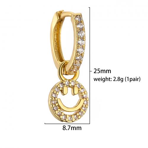 Cubic Zirconia Micro Pave Brass Earring, plated & micro pave cubic zirconia & for woman [