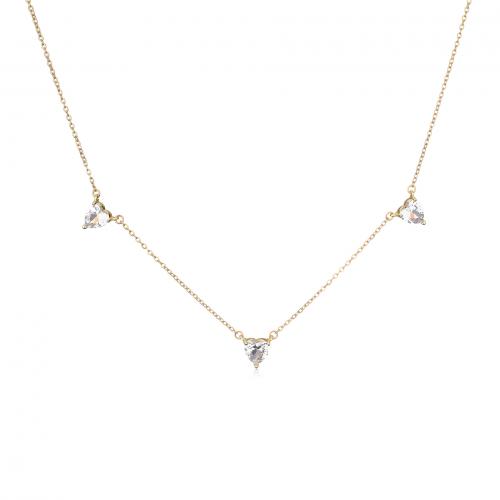 Brass Cubic Zirconia Necklace, Heart, plated, micro pave cubic zirconia & for woman Approx 45 cm 