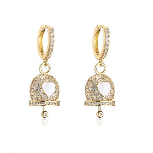 Cubic Zirconia Micro Pave Brass Earring, plated, micro pave cubic zirconia & for woman & enamel 