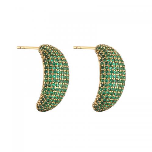 Cubic Zirconia Micro Pave Brass Earring, plated & micro pave cubic zirconia & for woman 