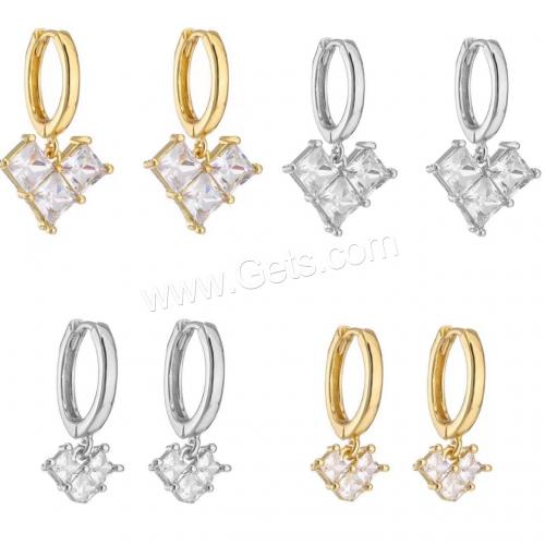 Cubic Zirconia Micro Pave Brass Earring, Heart, plated & micro pave cubic zirconia & for woman [
