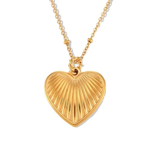 316L Stainless Steel Necklace, with 2inch extender chain, Heart, 18K gold plated, fashion jewelry & for woman Approx 15.7 Inch 