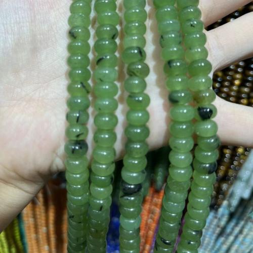 Prehnit-Perlen, Prehnit, Abakus,Rechenbrett, poliert, DIY, grün, 5x8mm, Länge:ca. 38 cm, verkauft von Strang