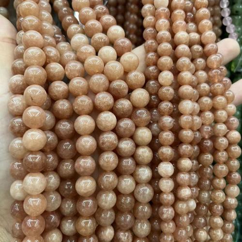 Sonnenstein Perle, rund, poliert, DIY & verschiedene Größen vorhanden, orange, Länge:ca. 38 cm, verkauft von Strang