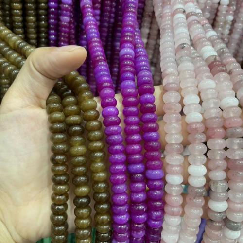 Einzelne Edelstein Perlen, Jade, Abakus,Rechenbrett, poliert, gefärbt & DIY, keine, 6x10mm, Länge:ca. 38 cm, verkauft von Strang