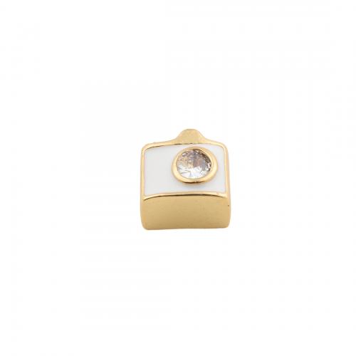 Cubic Zirconia Micro Pave Colgante de plata esterlina, Plata de ley 925, chapado en oro real, Bricolaje & micro arcilla de zirconia cúbica & esmalte, más colores para la opción, 9x10x8mm, agujero:aproximado 2mm, Vendido por UD