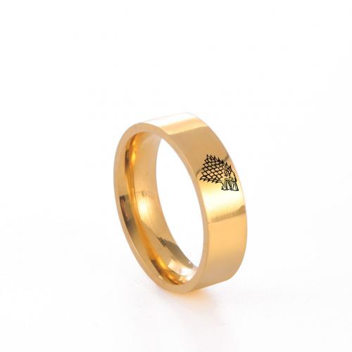 Stainless Steel Finger Ring, 304 Stainless Steel, Vacuum Ion Plating, fashion jewelry & Unisex width 6mm,ring thickness 2mm 