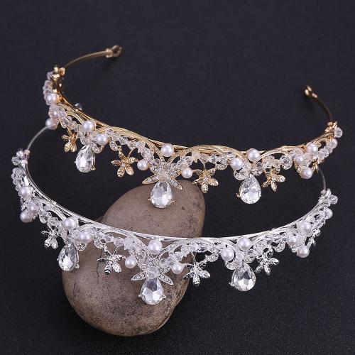 Bridal Tiaras, Zinc Alloy, with Plastic Pearl, handmade, fashion jewelry & for woman & with rhinestone Inner Approx 145mm 