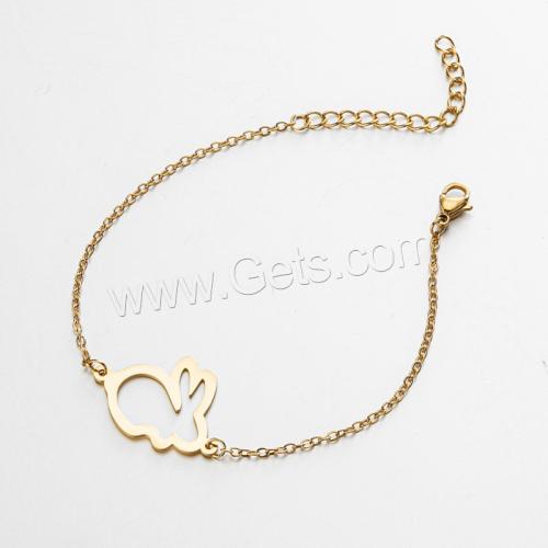 Stainless Steel Chain Bracelets, 304 Stainless Steel, with 5cm extender chain, Rabbit, Vacuum Ion Plating, fashion jewelry & for woman & hollow Approx 16 cm 