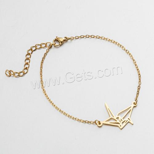 Stainless Steel Chain Bracelets, 304 Stainless Steel, with 5cm extender chain, Thousand Origami Cranes, Vacuum Ion Plating, fashion jewelry & for woman & hollow Approx 16 