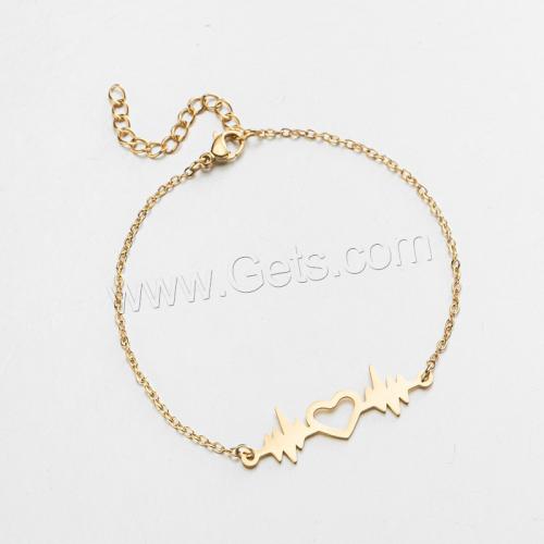 Stainless Steel Chain Bracelets, 304 Stainless Steel, with 5cm extender chain, Electrocardiographic, Vacuum Ion Plating, fashion jewelry & for woman Approx 16 cm 