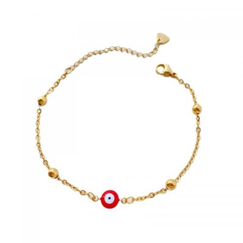 Evil Eye Jewelry Bracelet, 304 Stainless Steel, with 5cm extender chain, Vacuum Ion Plating, fashion jewelry & for woman & enamel Approx 17 cm 
