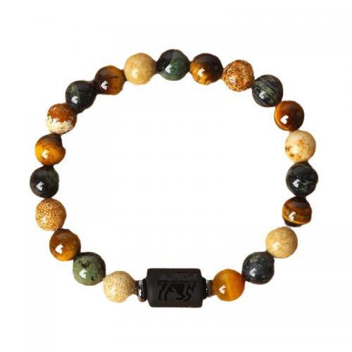 Gemstone Bracelets, 12 Signs of the Zodiac, fashion jewelry & elastic & Unisex Approx 18 cm 