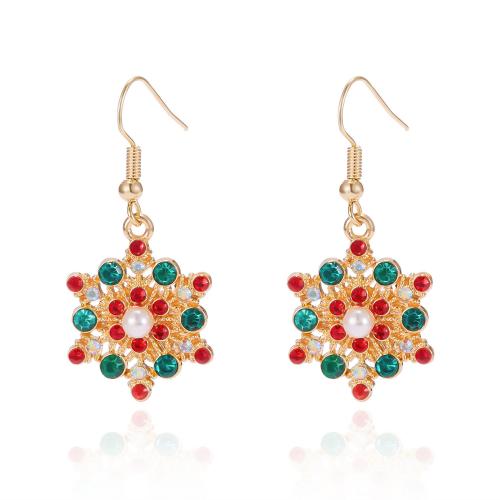 Enamel Zinc Alloy Drop Earring, gold color plated, fashion jewelry & for woman & with rhinestone 