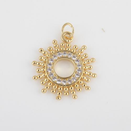 Cubic Zirconia Micro Pave Brass Pendant, gold color plated, DIY & micro pave cubic zirconia [