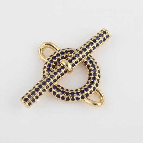 Cubic Zirconia Micro Pave Brass Connector, Round, gold color plated, DIY & micro pave cubic zirconia & 1/1 loop 